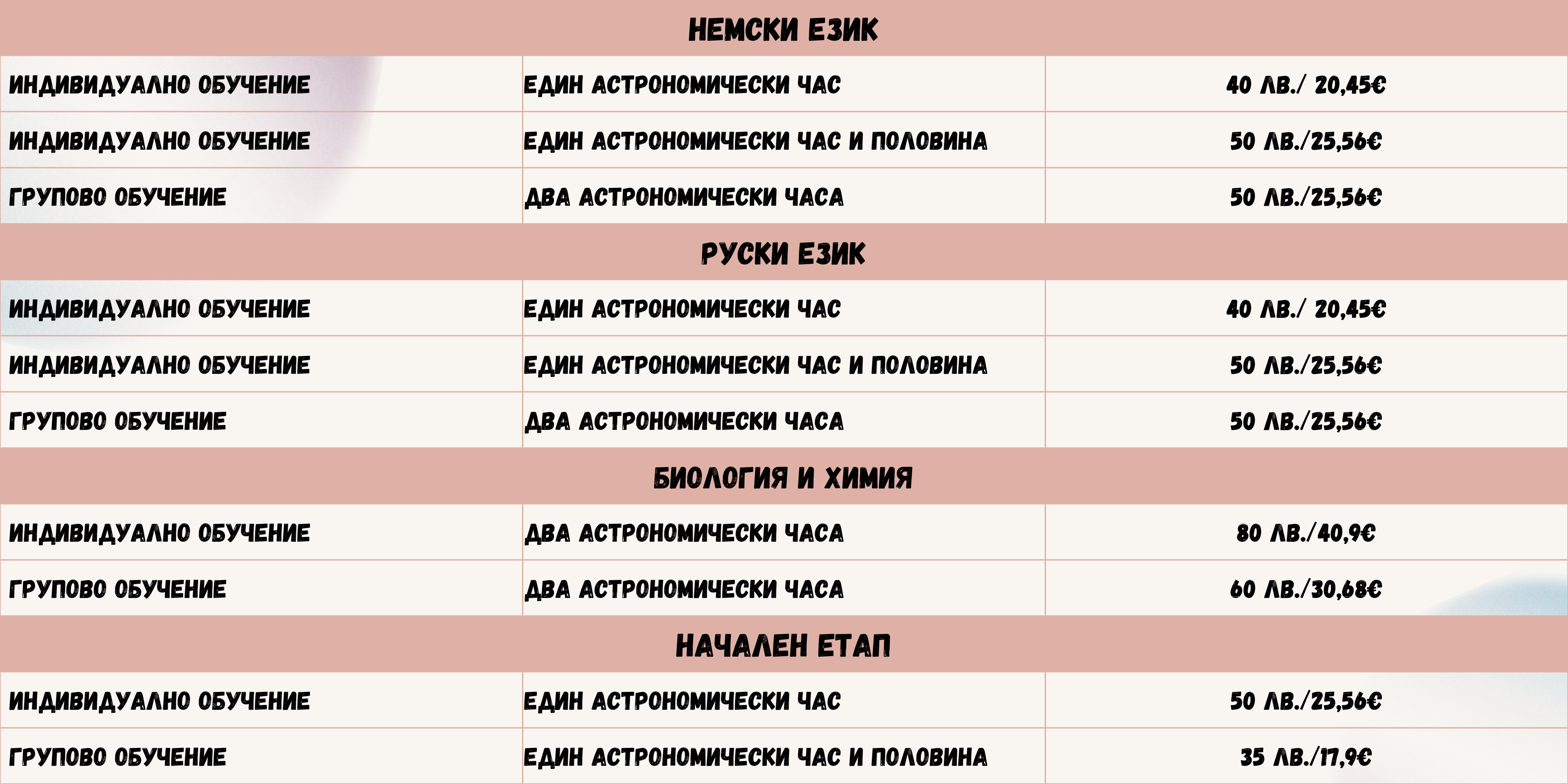 Цени и услуги
