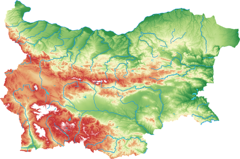 релефна карта на българия