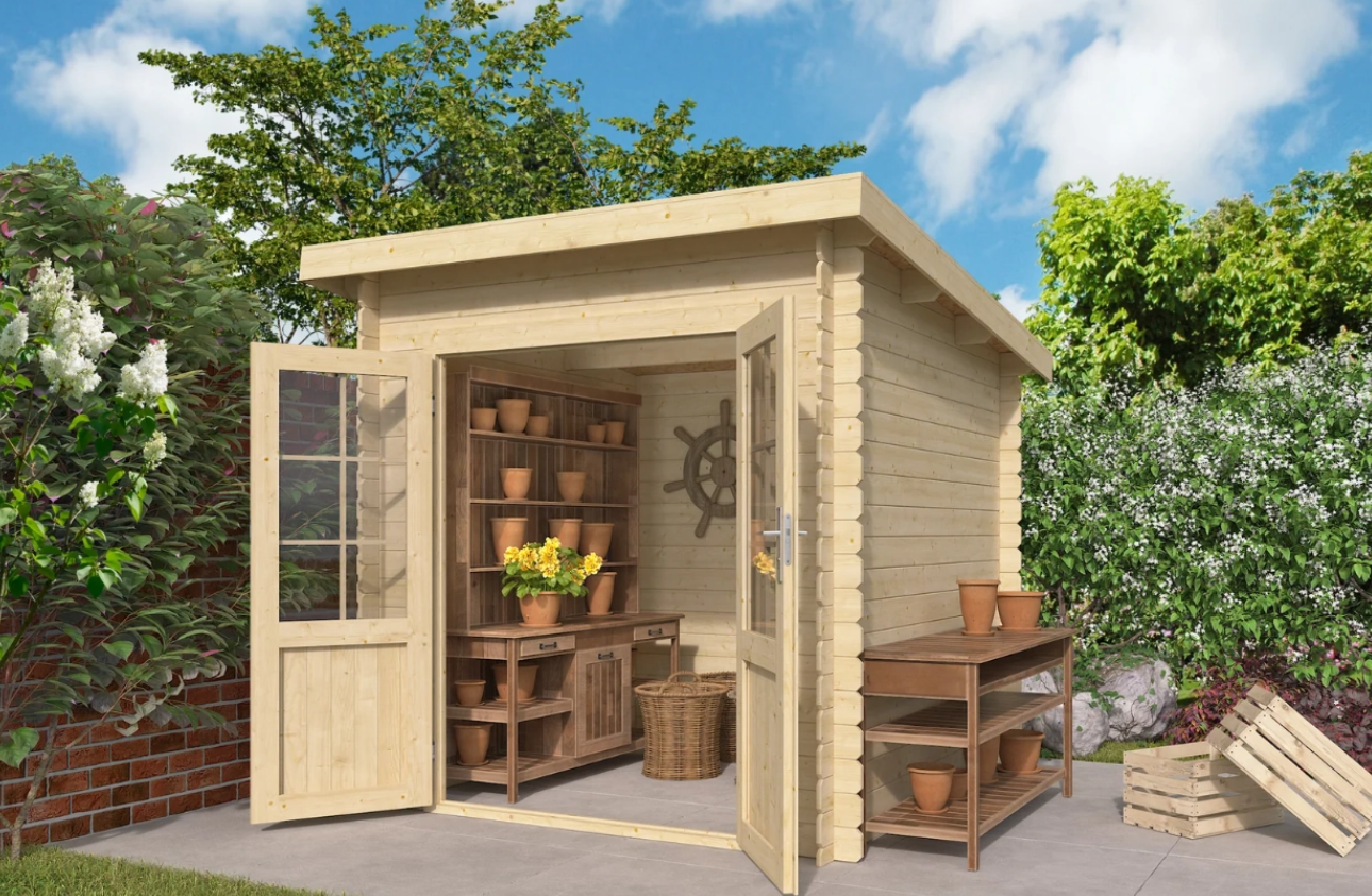 IVA GARDEN HOUSE LA 200 &times; 200 cm . Компактна и функционална сглобяема дървена барака