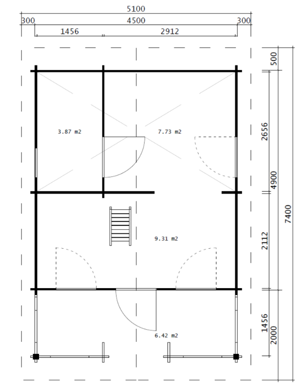 IVA HOUSE LOFT 44 PRO – сглобяема дървена къща с тераса 32.63 m² | IVASTROY 2006