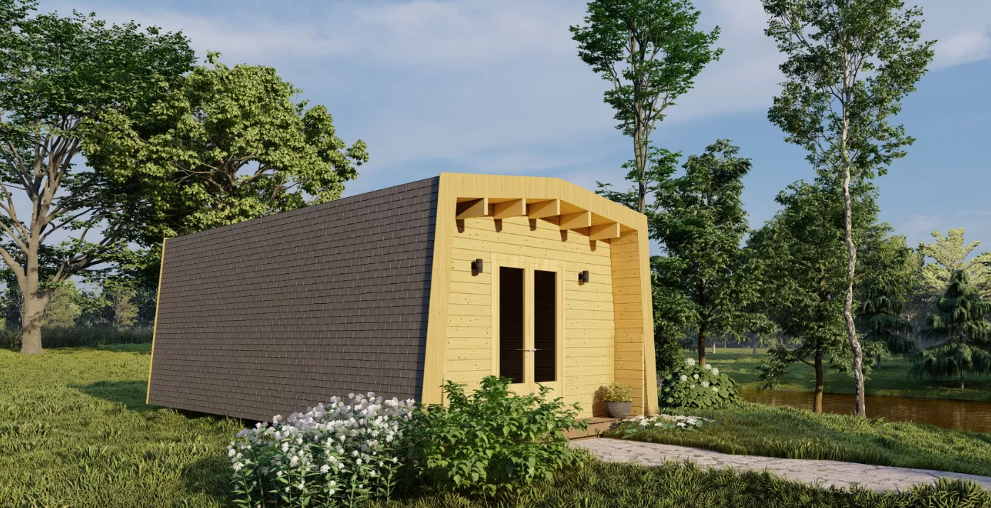 IVA HOUSE COMPACT 70 NATURE – сглобяема дървена къща 19.8 m² 70 mm | IVASTROY 2006