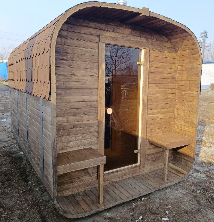 IVA SAUNA Quadro 3.0 m с тераса – просторна квадратна външна дървена сауна