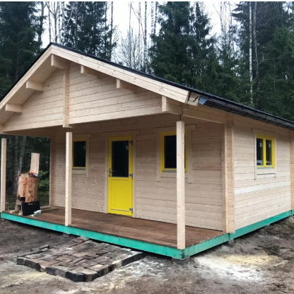 IVA HOUSE FAMILY 70 TERRACE – сглобяема дървена къща 51.7 m² 70 mm | IVASTROY 2006