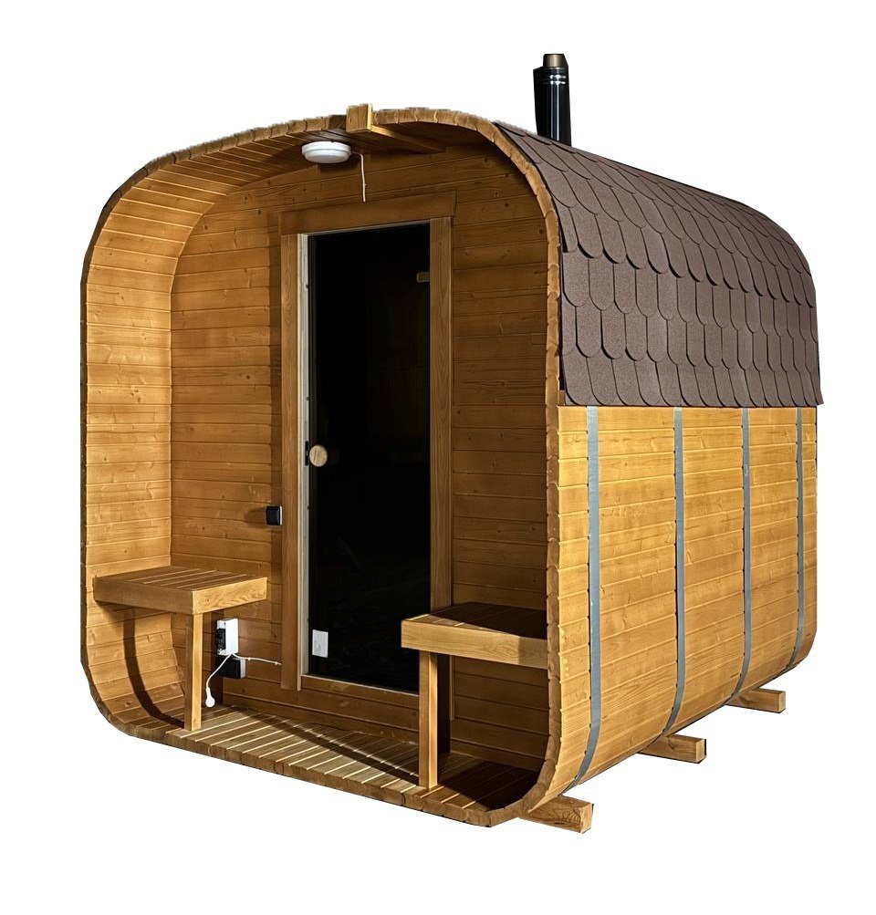 IVA SAUNA Quadro 3.0 m с тераса – просторна квадратна външна дървена сауна