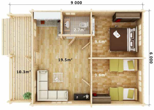 Дървени къщи 92 мм за целогодишно живеене | IVA HOUSE COMFORT