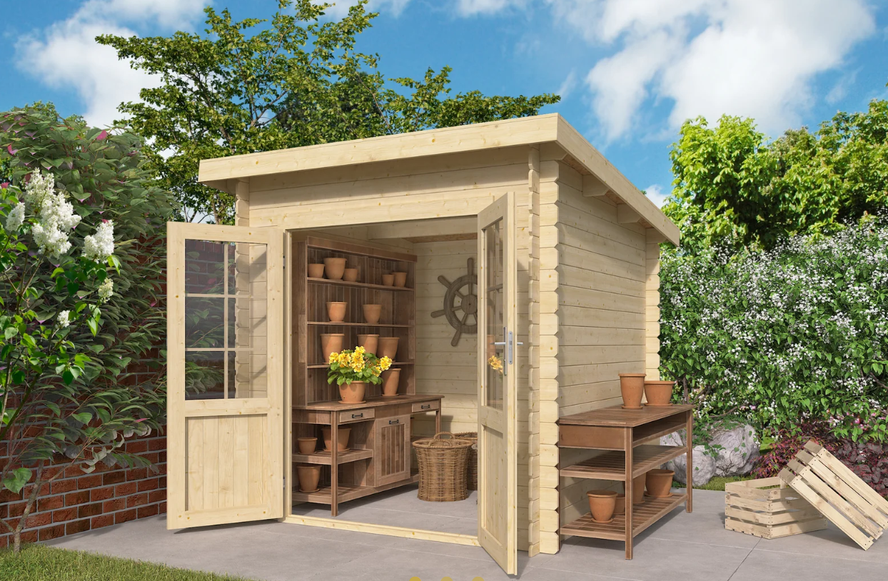 IVA GARDEN HOUSE LA 200 × 200 cm – компактна сглобяема дървена градинска къща за двор | IVASTROY 2006