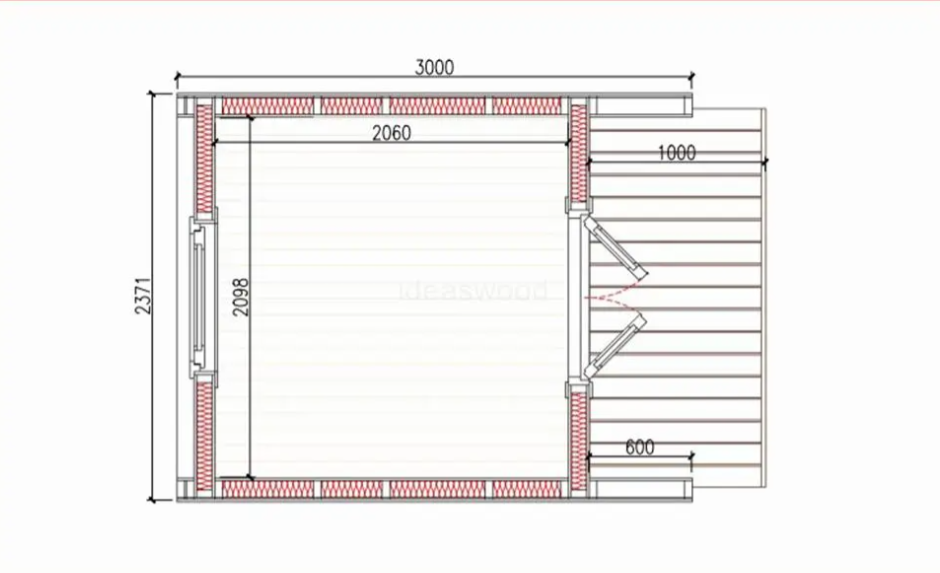 Сглобяемо дървено бунгало IVA HOUSE 2.4 × 3.0 m | Изолирано глемпинг решение – IVASTROY 2006