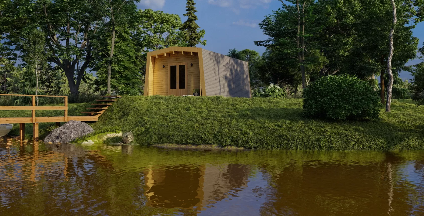 IVA HOUSE COMPACT 70 NATURE – сглобяема дървена къща 19.8 m² 70 mm | IVASTROY 2006