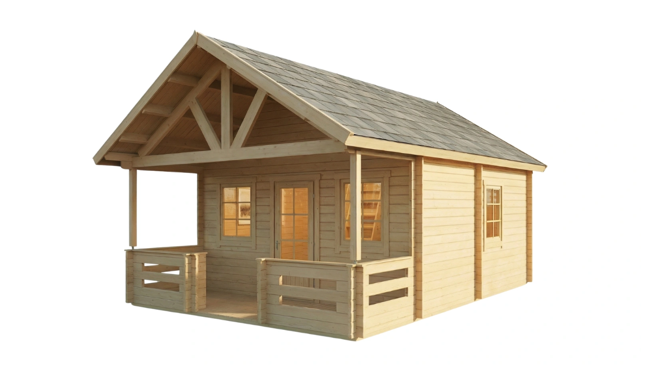 IVA HOUSE LOFT 44 PRO – сглобяема дървена къща с тераса 32.63 m² | IVASTROY 2006