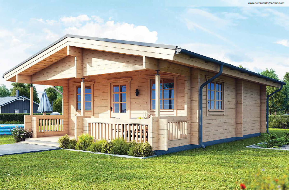 IVA HOUSE FAMILY 70 TERRACE – сглобяема дървена къща 51.7 m² 70 mm | IVASTROY 2006