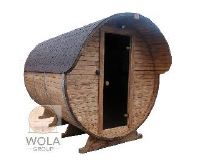 IVA SAUNA Barrel 3.0 m с навес – просторна външна дървена сауна тип бъчва