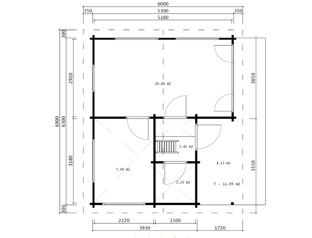 IVA HOUSE 70 – сглобяема дървена къща 39 m² с тераса и спално ниво | IVASTROY 2006