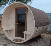 IVA SAUNA Barrel 2.0 m с тераса – външна дървена сауна тип бъчва