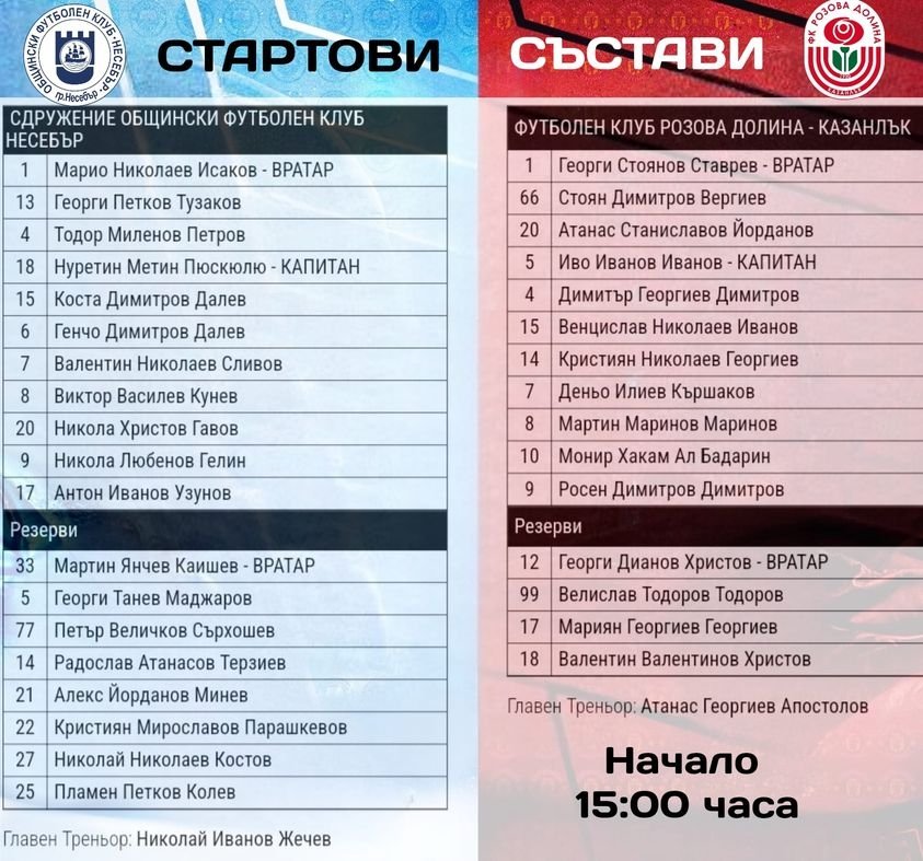 23 кръг: Несебър (Несебър) - Розова долина (Казанлък)