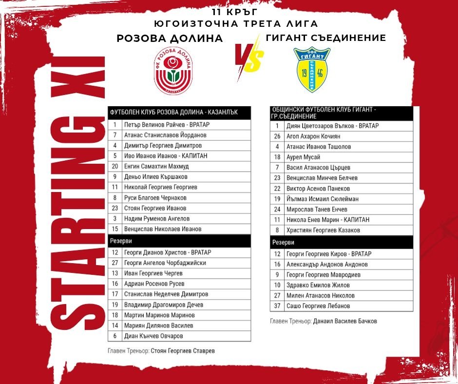 11 кръг: Розова долина (Казанлък) - Гигант (Съединение)