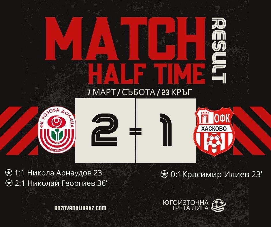 23 кръг: Розова долина (Казанлък) - ОФК Хасково (Хасково)