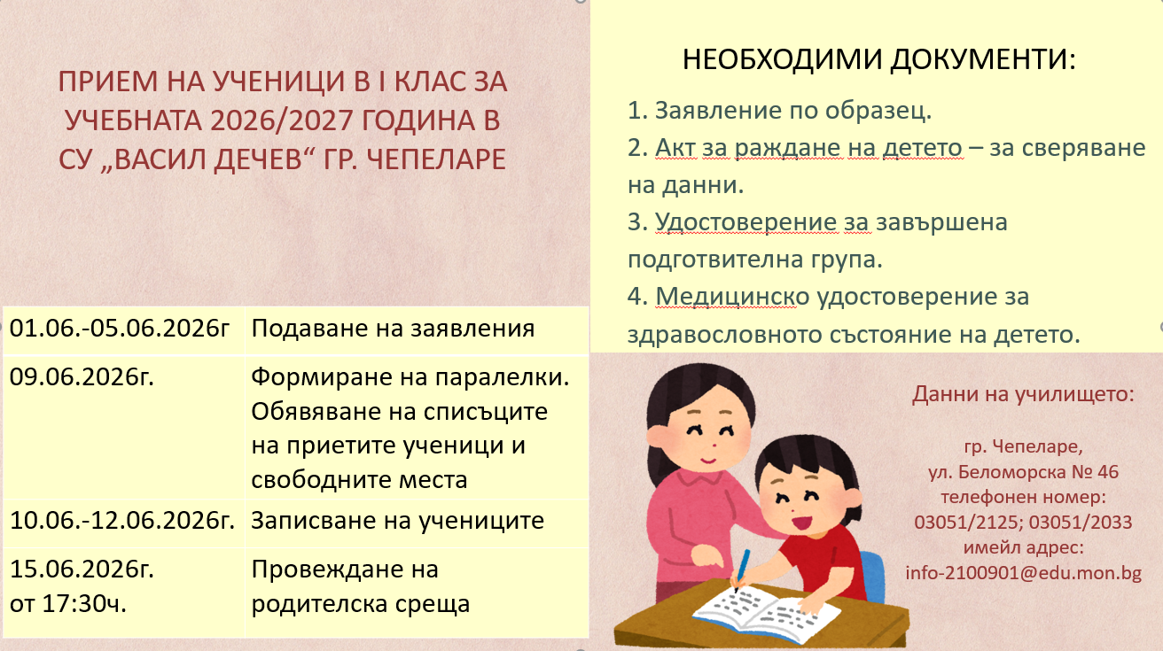 СУ "ВАСИЛ ДЕЧЕВ" ЧЕПЕЛАРЕ